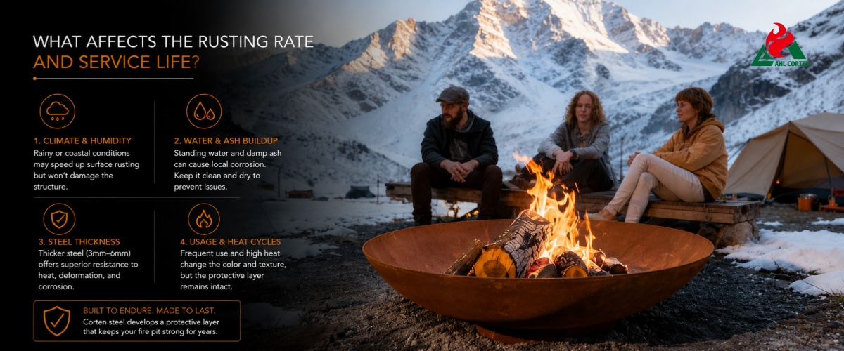 Key Factors Affecting the Rusting Rate and Service Life of Corten Fire Pits